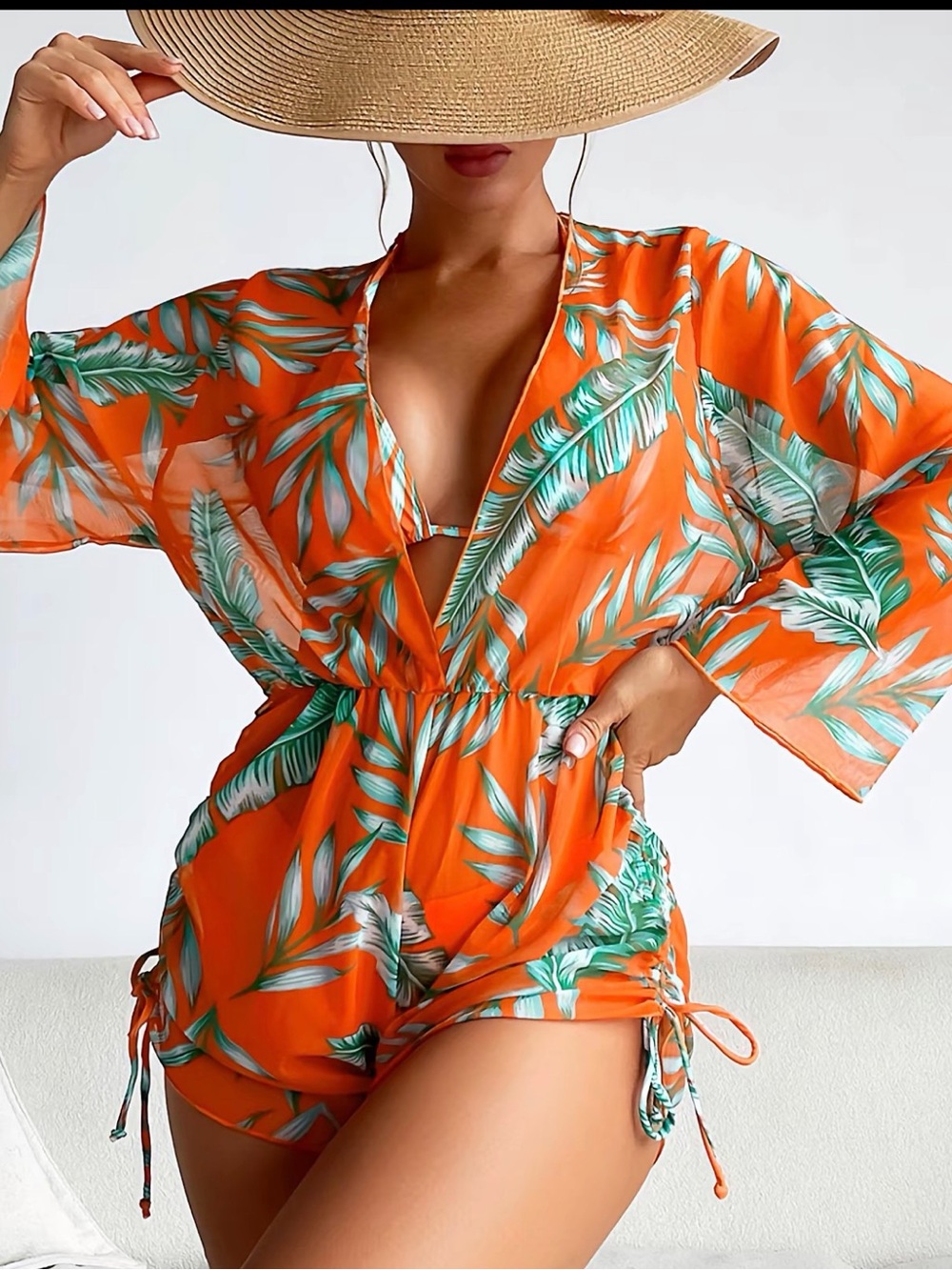 Bikini with Matching Romper Cover up